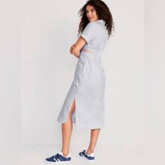 Old Navy Dresses & Skirts - Old Navy Navy Cut Out MIDI Shirt Dress Medium